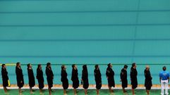 Piscina de waterpolo también con el agua turbia