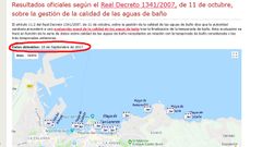 Pantalla de la web municipal donde se informa del estado de las aguas del ba�o en Gij�n