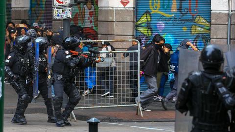Disturbios en las manifestaciones contra la eliminacin del subsidio del disel.