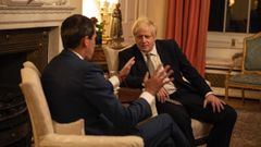 Juan Guaid, durante su entrevista con Boris Johnson en Londres, en enero del 2020