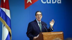  El canciller de Cuba, Bruno Rodr�guez, habla en la sede del Ministerio de Relaciones Exteriores, en La Habana (Cuba). 