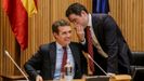 El presidente del PP, Pablo Casado, con el secretario general del partido, Teodoro Garcia Egea