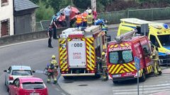 Numeroso despliegue de medios de rescate en el accidente en la curva de San Eufrasio
