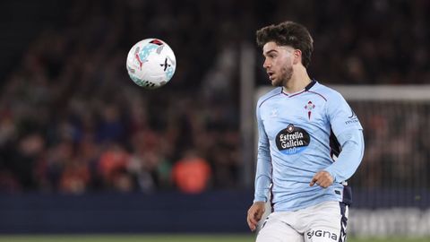 Sergio Carreira, durante uno de los partidos que disput� en abril, el Barcelona-Celta.