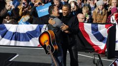 Bruce Springsteen y Obama, en un mitin de campaa en noviembre del 2012