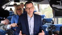 El primer ministro polaco, Mateusz Morawiecki, durante sus declaraciones a los medios