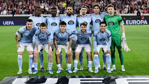 Equipo titular del Celta frente al Friburgo en la ida de los cuartos de final de Europa League en el Europa-Park Stadion.