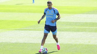 Rodrigo Hern�ndez, durante un entrenamiento con la selecci�n espa�ola