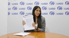 Mar Carballas, concejala del PP, durante la rueda de prensa