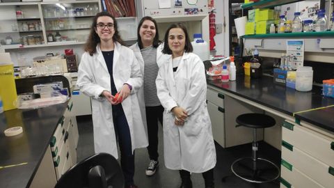 La bioqumica de Triacastela Carmen Cela (izquierda) junto a Carmen Utrilla y Carmen Majano. Ellas son las autorias del canal de Youtube Ciencia con Carmen