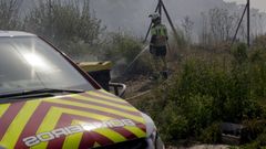 Imagen de archivo de un incendio forestal el pasado mes de agosto en la carretera de los Fuertes, en el entorno de San Pedro de Visma.  