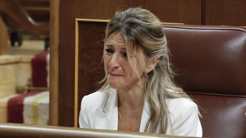Yolanda Díaz, emocionada en el Congreso.