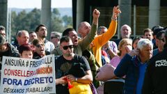 Protesta mejillonera en el interior de Galicia