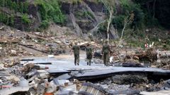 Carretera destruida por las inundaciones en Ahrweiler, Alemania, el pasado mes de julio 