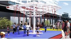 Recreaci�n de las zonas de juegos que se contemplan en el proyecto para el solar de la nave provisional del Mercado de A Magdalena