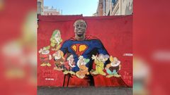 El mural de Lamine Yamal en la plaza Joanic de la capital catalana, vandalizado.