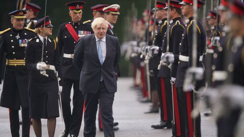 Boris Johnson, el viernes en la Real Academia Militar de Sandhurst en Camberley