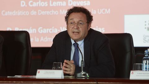 El fiscal general del Estado, Álvaro García Ortiz, el pasado miércoles en las XVII Jornadas jurídicas Román García Varela celebradas en Sarria.
