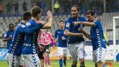 Toch� celebra el gol ante el Tenerife con Michel 