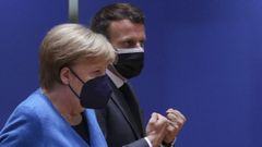 Merkel y Macron, al inicio de la cumbre en Bruselas
