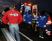 Accidente en el que perdi� la pierna un motorista ourensano en el tramod e la N-120 entre Gu�tara y Os Peares en el 2007. 