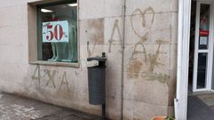 Ni con agua a presi�n ni con disolventes salieron estas pintadas en un comercio de la zona peatonal