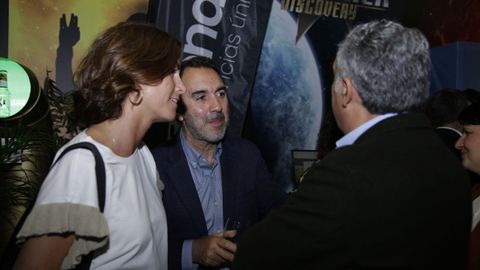 El socio director de Tresalia, Jos� Antonio Dom�nguez, y la directora de Avante Asturias, Cristina Felgueroso, durante la celebraci�n del centenario de La Voz de Asturias