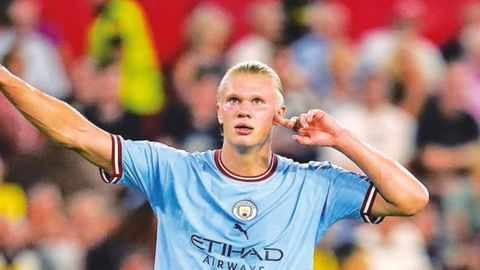 Erling Haaland,.Erling Haaland, delantero del Manchester City en un partido de Premier League