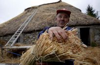 Cada metro cuadrado de palloza precisa de 12 a 13 atados de paja de cinco kilos como el de la imagen. 