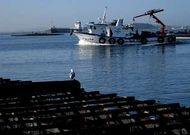 Imagen de archivo de un barco que llega de trabajar en una batea situada en el pol�gono A Pobra