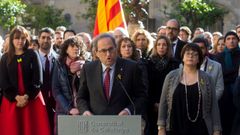 El presidente Quim Torra durante el acto de apoyo a los independentistas que ser�n juzgados por el Tribunal Supremo