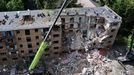Uno de los edificios atacados por los rusos en Kiev