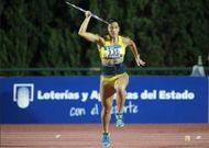 La pobrense a punto de lanzar en el Campeonato de Espa�a de Castell�n, donde logr� el oro. 