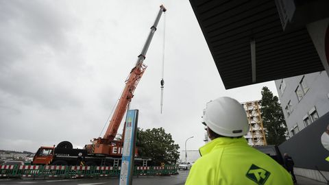 Gr�a trabajando en las obras del Hospital Universitario A Coru�a (Chuac)