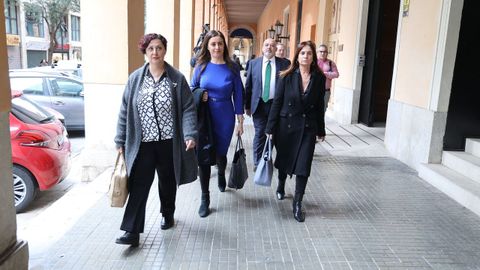La portavoz de VOX en Baleares, Idoia Ribas (2i), acompa�ada de otros diputados de VOX llegan a una rueda de prensa, a 29 de enero de 2025, en Palma de Mallorca.