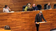 El portavoz de Convocatoria por Asturies IU, Xabel Vegas en la Junta General