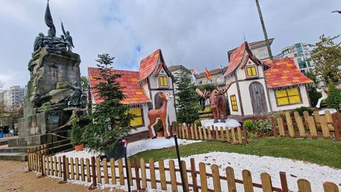 Preparativos de la decoracin navidea en Pontevedra