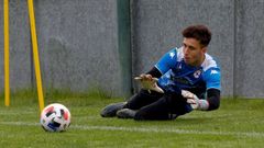 Brais Su�rez, durante un entrenamiento con el Deportivo