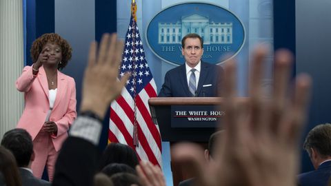 El asesor de Seguridad Nacional John Kirby, durante la rueda de prensa de este lunes en la Casa Blanca