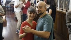 Julia Rodríguez Buján y Pablo Sánchez Rodríguez durante una actividad de baile en Ourense