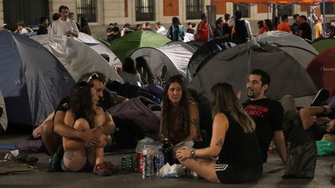 Acampada en la Puerta del Sol esta madrugada 