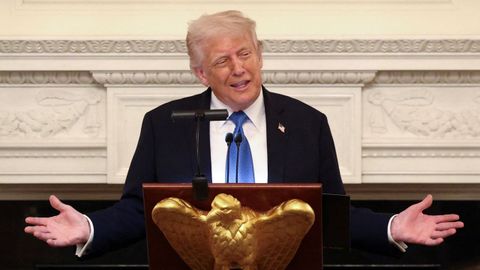 Donald Trump, durante la cena de la junta del centro Kennedy en la Casa Blanca.