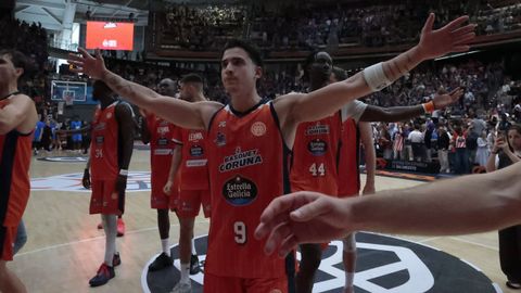 Caio Pacheco, celebrando la victoria del Leyma Coru�a sobre el Palencia.
