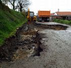 Estado intransitable de la carretera donde empezaron las obras.