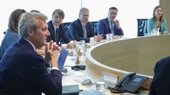Alfonso Rueda, en primer trmino, durante la reunin del Consello da Xunta de este lunes