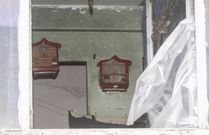 A trav�s de una ventana rota de la vivienda de la mujer fallecida se pueden ver jaulas en el interior de la casa