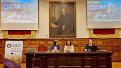 Nieves Roque, consejera de Transicin Ecolgica; Irene Daz, vicerrectora de Investigacin de la Universidad de Oviedo, y Csar Luaces, director general de Anefa