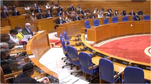 Imagen del Parlamento de este martes, con todos los diputados manteniendo la mascarilla.