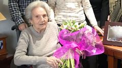 Manuela Sampedro Gude, en la celebraci�n de su centenario.