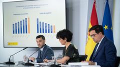 Los ministros de Derechos Sociales, Inclusi�n y Transformaci�n Digital el martes, despu�s de que el Consejo de Ministros aprobase refundar el sistema de dependencia 
